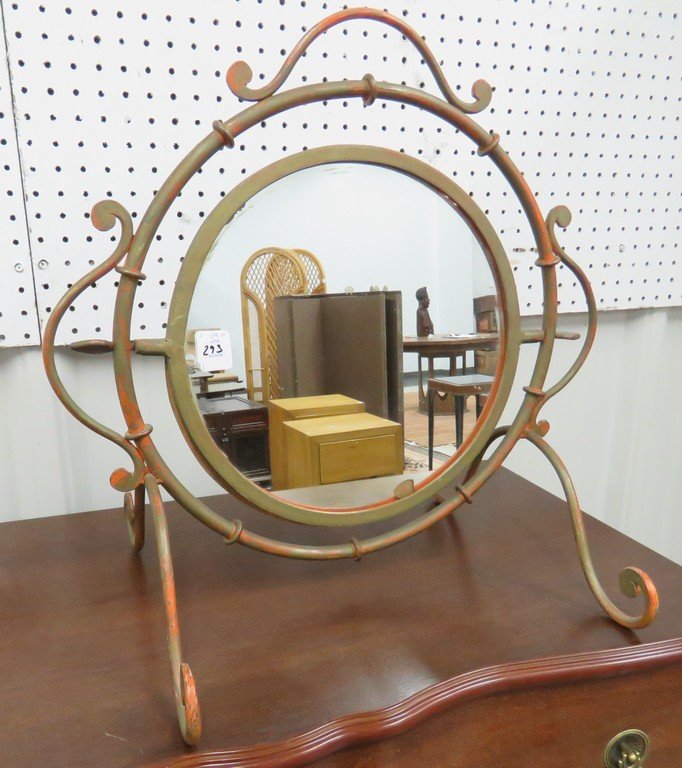 VINTAGE GILT IRON ADJUSTABLE MIRROR. HEIGHT 19"; WIDTH (1 of 1)