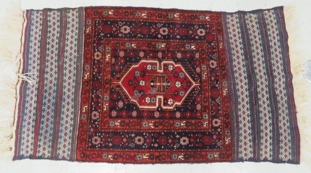 ANTIQUE TRIBAL RUG. 34 X 60" (1 of 4)