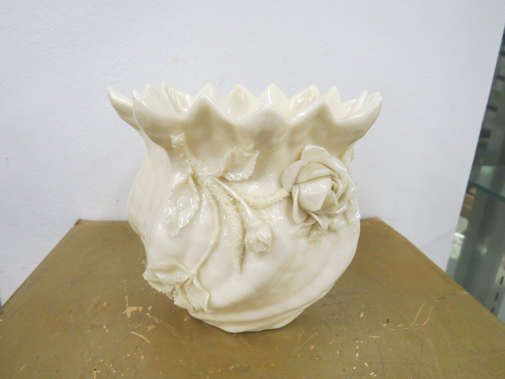 BELLEEK ROSE ISLE VASE, 3RD BLACK MARK, 1926-46. HEIGHT (1 of 3)