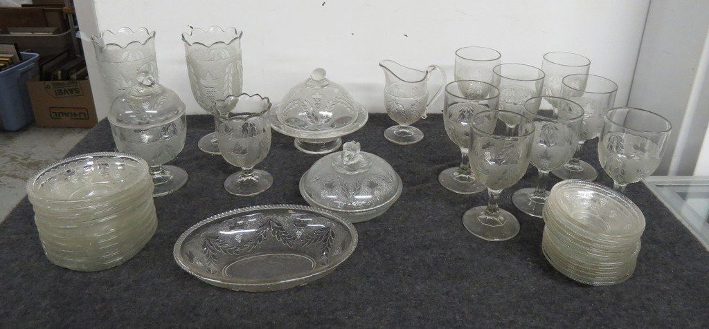 LOT EARLY PATTERN GLASS "STIPPLED GRAPE AND FESTOON" (1 of 4)