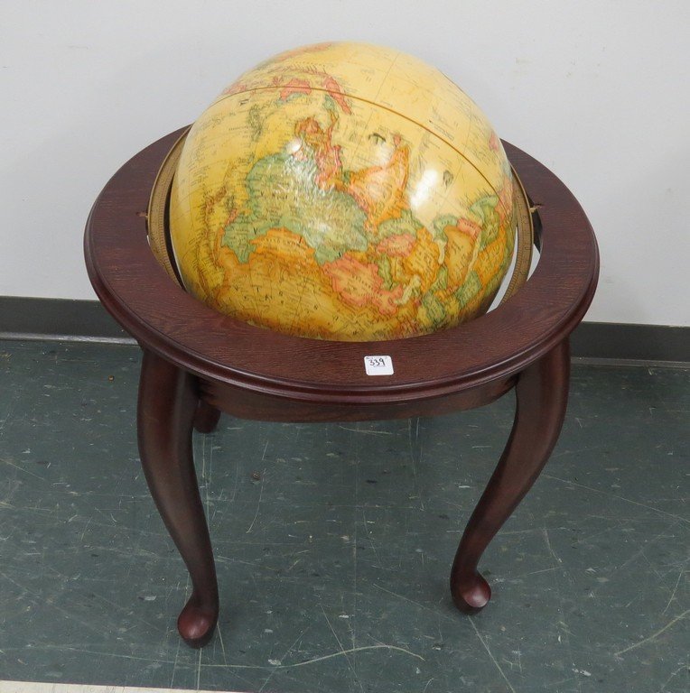 REPLOGLE 16-INCH GLOBE WITH OAK LIBRARY STAND (1 of 3)
