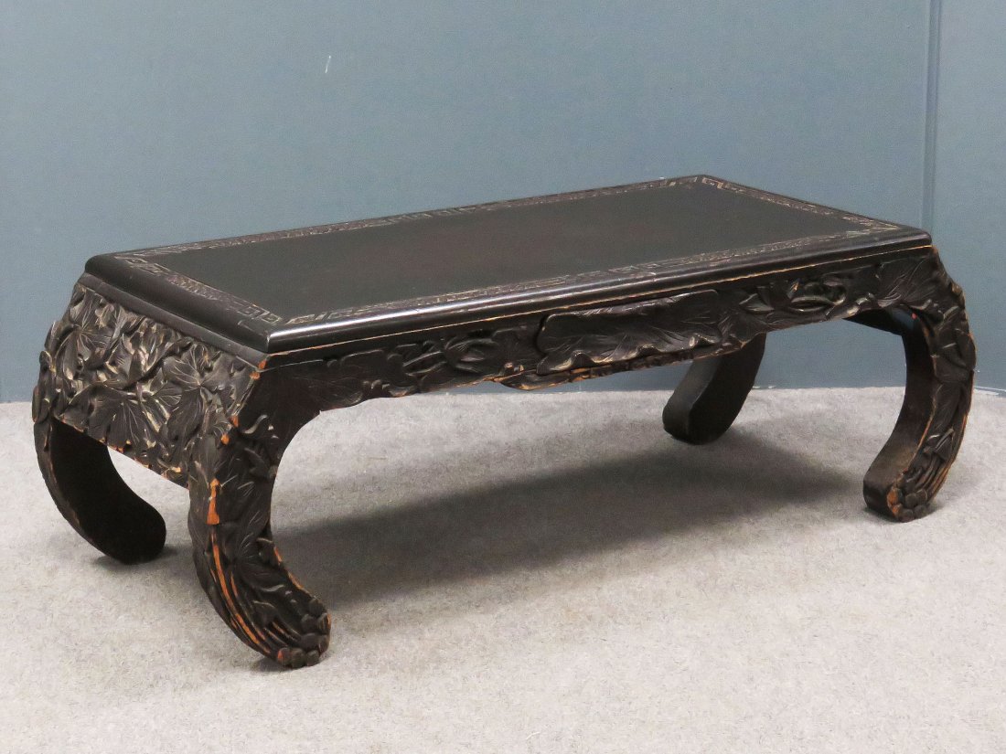 VINTAGE CHINESE CARVED LOW TABLE. HEIGHT 13"; TOP 16 X (1 of 4)