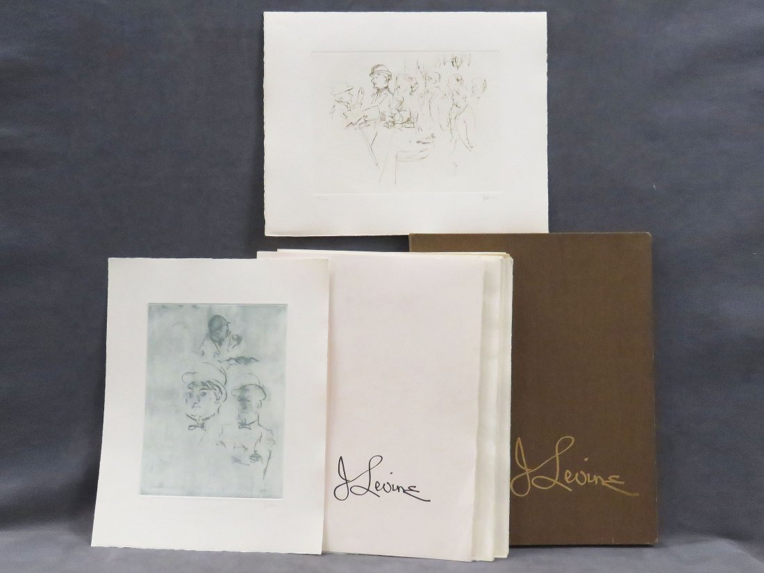 JACK LEVINE (AMERICAN 1915-2010) SUITE OF (25) SOFT: JACK LEVINE (AMERICAN 1915-2010) SUITE OF (25) SOFT GROUND ETCHINGS, "DREIGROSCHEN FILM" (INSPIRED BY BERTOLT BRECHT AND G.W. PABST, 1930) EDITION 70/100 (EACH PLATED SIGNED AND #) 1967, CASED