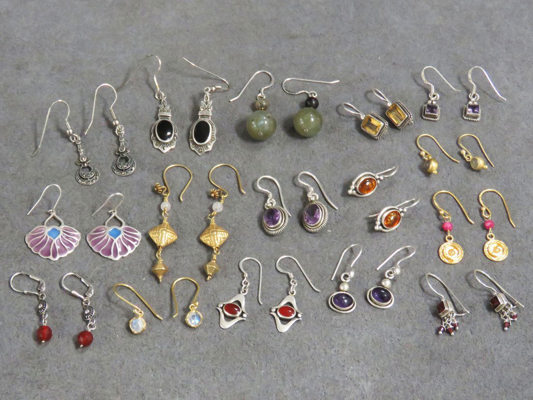 LOT (15) ASSORTED STERLING PIERCED EARRINGS INCLUDING (1 of 5)