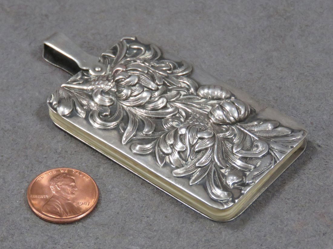 SHIEBLER STERLING NOTE PAD WITH CELLULOID PAGES, PAGES (1 of 4)