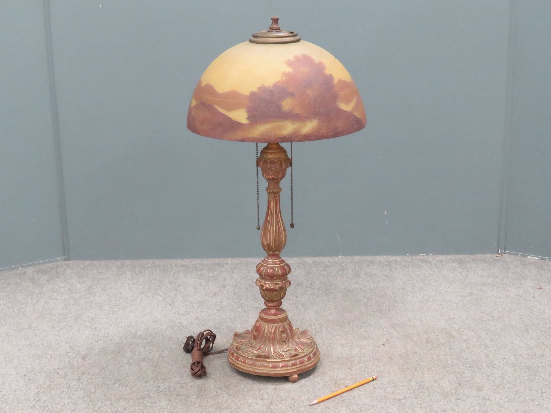 ITALIAN STYLE CARVED AND GILT CANDLESTICK-FORM LAMP (1 of 5)