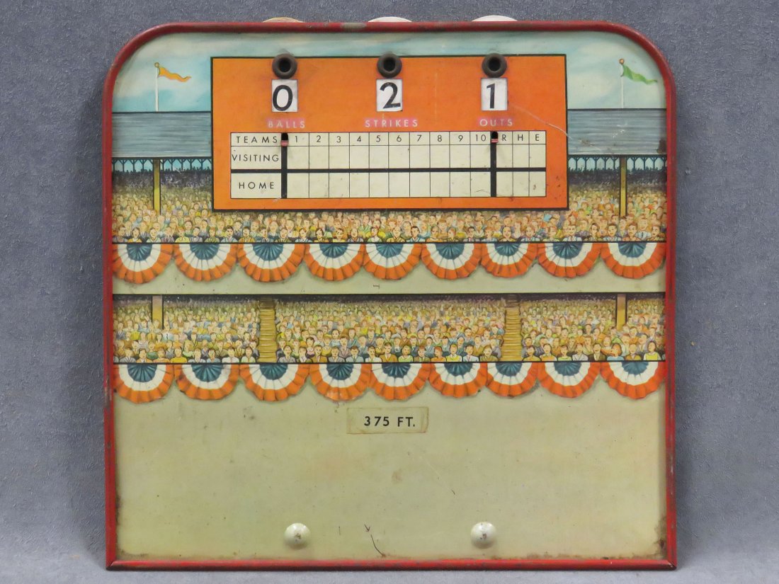 VINTAGE TIN LITHO BASEBALL SCORE BOARD. 10 1/2 X 11" (1 of 3)
