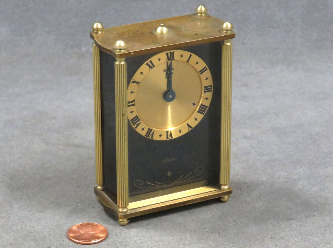 VINTAGE LE COUTRE REPEATER CLOCK. HEIGHT 3 1/2" (1 of 3)