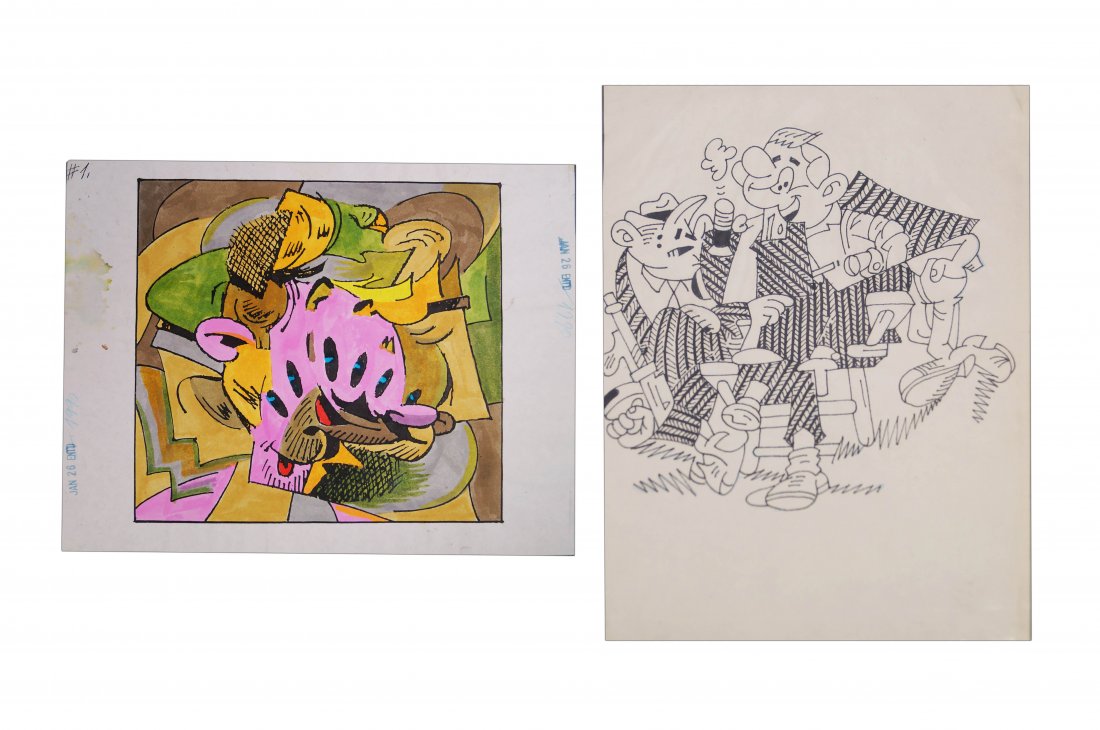 BERCK (BELGIUM 1929-), LOT (2) INCLUDING INK AND INK (1 of 2)