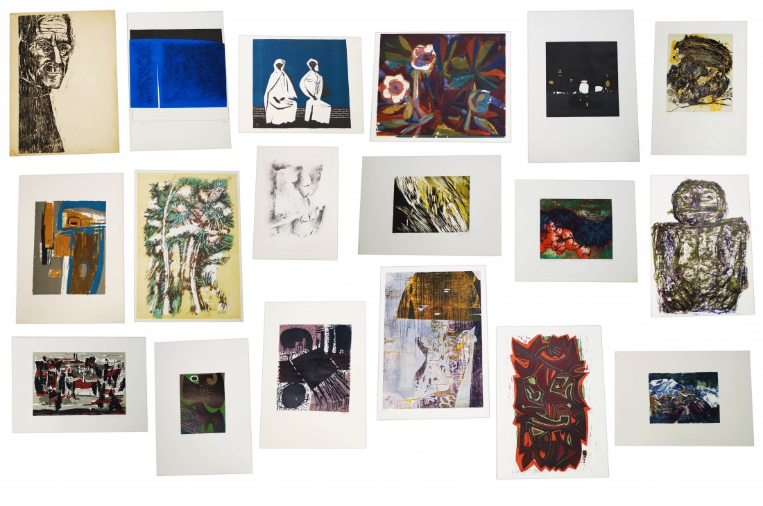 LOT (18) LITHOGRAPHS, LINOCUTS ETC INCLUDING WOLF (1 of 9)