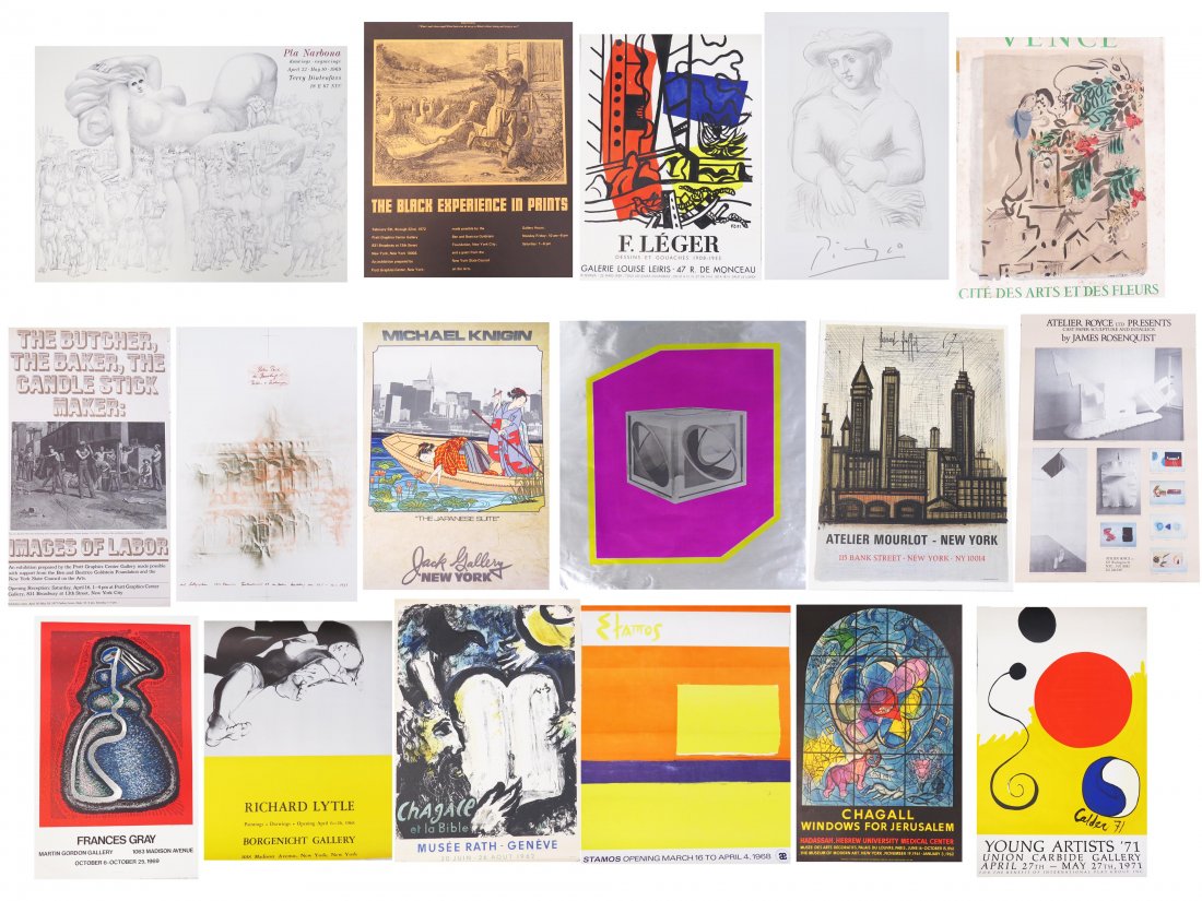 LOT (18) EXHIBITION POSTERS, MOST 1960'S/1970'S: LOT (18) EXHIBITION POSTERS, MOST 1960'S/1970'S INCLUDING CALDER, LEGER, STAMOS