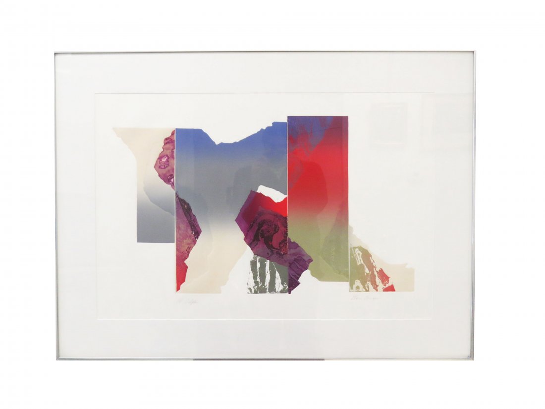 ELAINE BRIEGER (AMERICAN 20TH CENTURY), INTAGLIO PRINT,: ELAINE BRIEGER (AMERICAN 20TH CENTURY), INTAGLIO PRINT, "DELPHI", SIGNED AND TITLED AP. SIGHT 22 X 33"; FRAMED AND GLAZED-30 1/2 X 41 1/2"