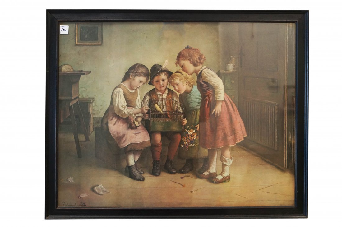 EDMUND ADLER (GERMAN 1876-1965), OFFSET PRINT, CHILDREN (1 of 2)