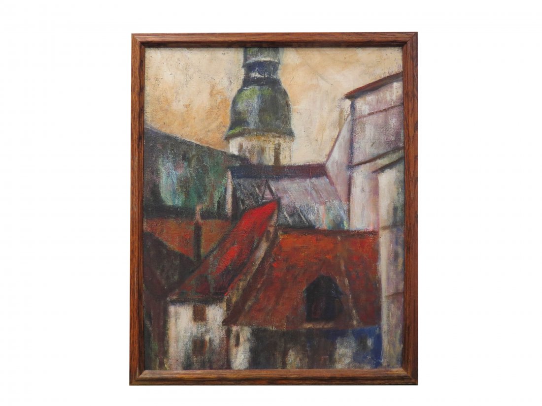 RUSSIAN SCHOOL (20TH CENTURY) OIL ON CANVAS BOARD, CITY (1 of 1)