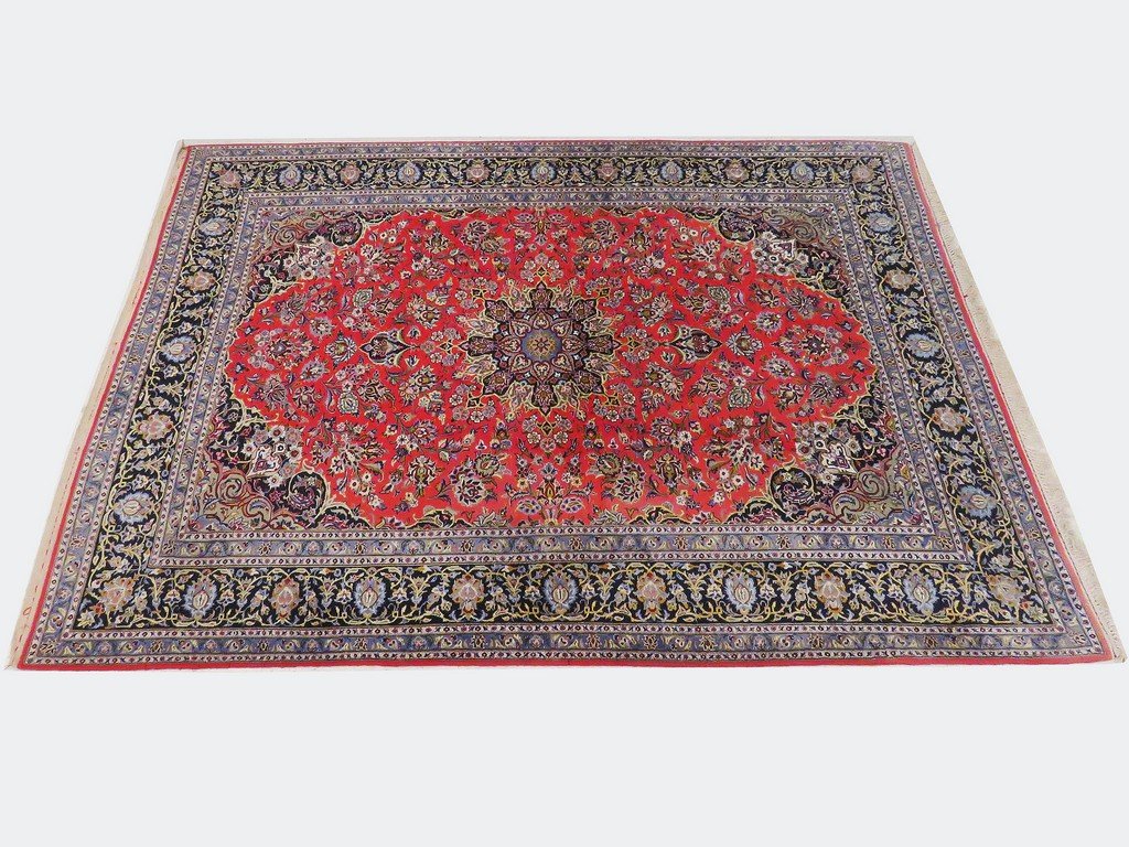 SEMI-ANTIQUE CENTRAL PERSIAN KASHAN CARPET. 12'4" X 9' (1 of 5)