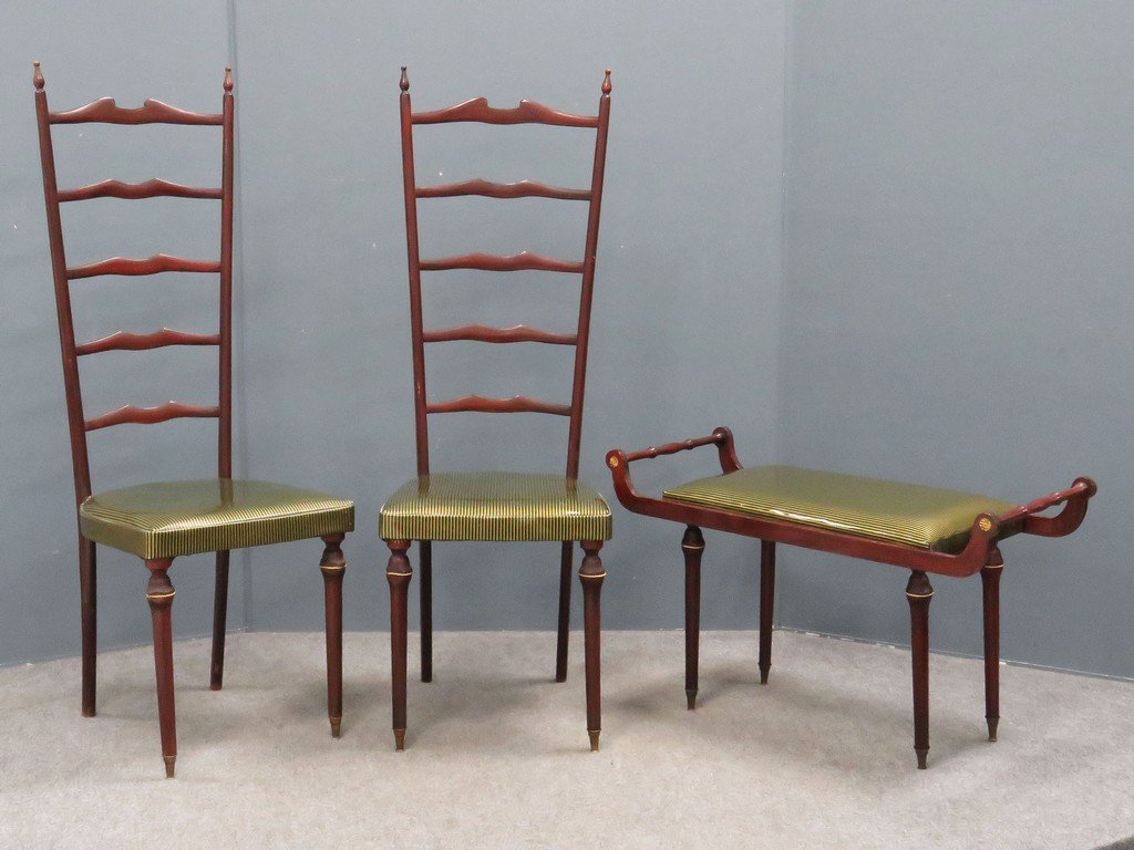 LOT (3) INCLUDING (2) GIO PONTI STYLE CHAIRS AND (1) (1 of 4)