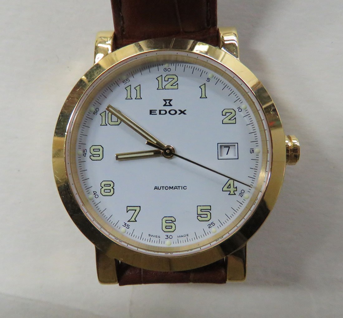 EDOX GILT STAINLESS, 25-JEWEL AUTOMATIC DATE-JUST (1 of 1)