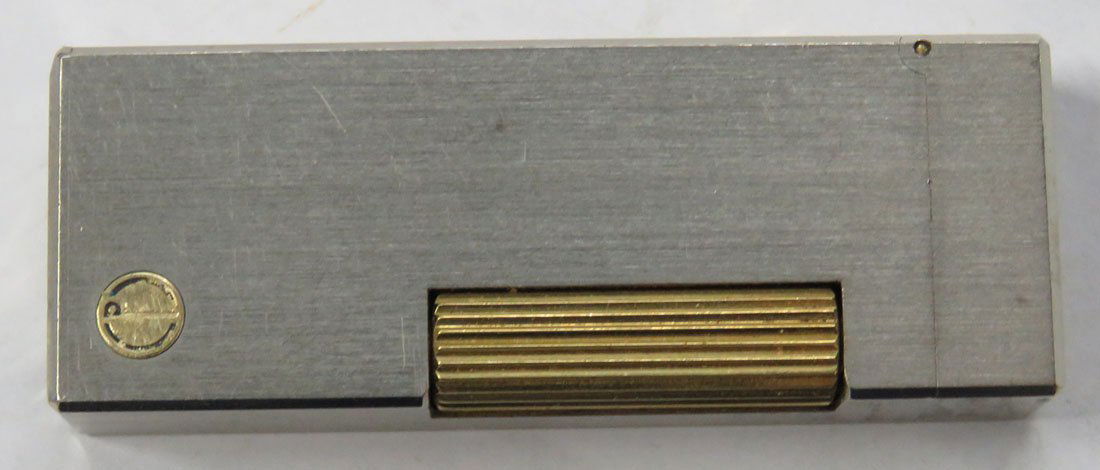 DUNHILL STAINLESS CIGARETTE LIGHTER, SIGNED. HEIGHT 2 (1 of 3)