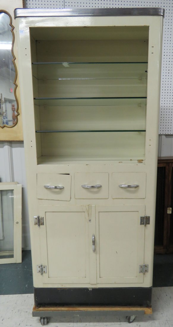 VINTAGE PAINTED METAL DENTAL CABINET. HEIGHT 68"; WIDTH (1 of 1)