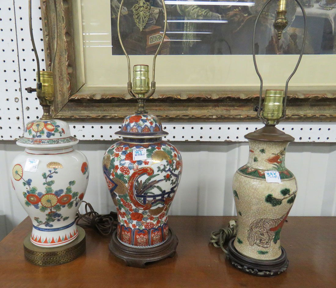 LOT (3) CHINESE EXPORT PORCELAIN VASES, MOUNTED AS (1 of 1)