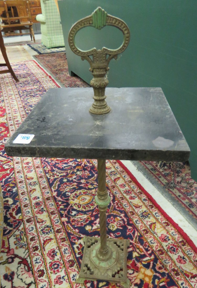 ART DECO CAST IRON AND STONE SMOKING STAND. HEIGHT 26" (1 of 1)