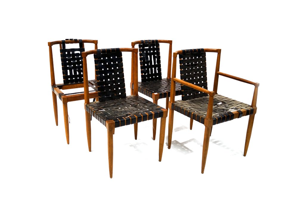 SET (4) MID-CENTURY MODERN CHAIRS, IN THE MANNER OF: SET (4) MID-CENTURY MODERN CHAIRS, IN THE MANNER OF ROBSJOHN GIBBINGS (IMPERFECTIONS TO WEBBING)