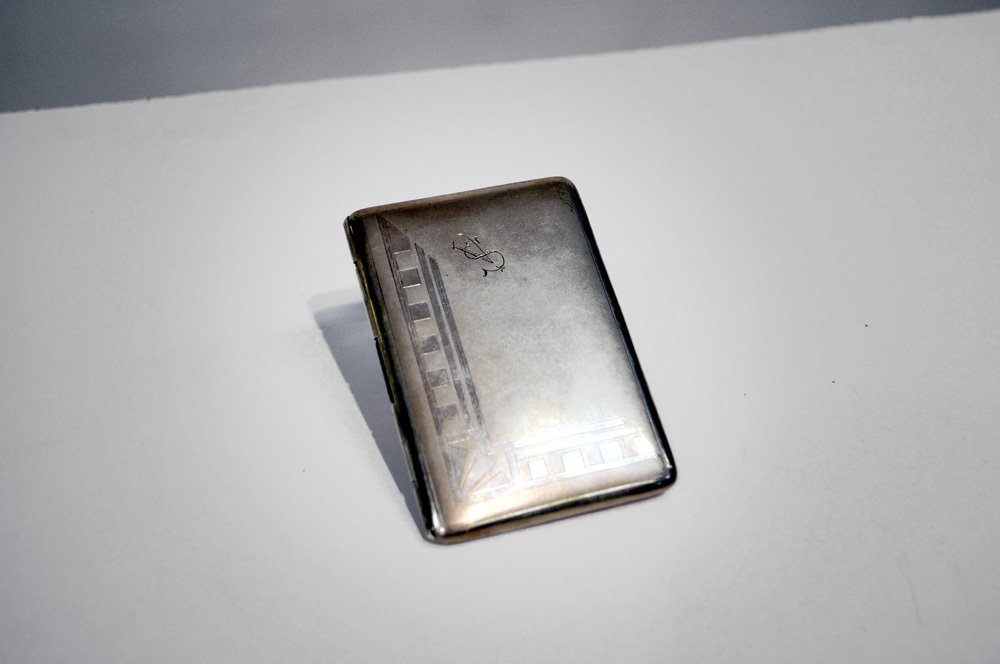 ART DECO FRENCH .800 SILVER CIGARETTE CASE, (1 of 4)