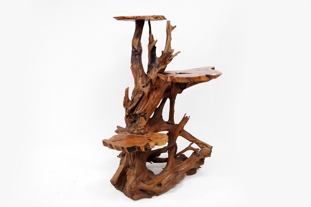 OLD GROWTH RECLAIMED FREE-FORM TEAK MULTI-TIERED (1 of 3)