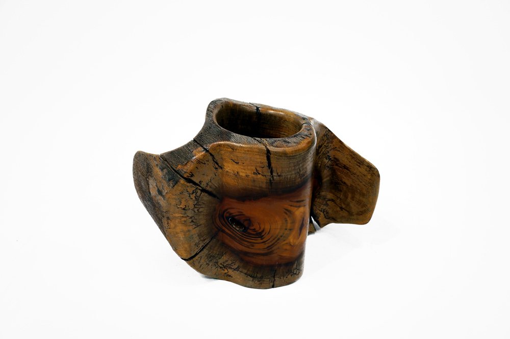 MODERN CARVED LIVE EDGE FREE FORM EXOTIC WOOD BOWL, (1 of 2)