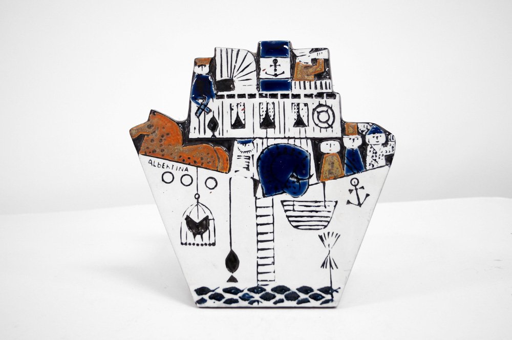 LISA LARSON GUSTAVSBERG POTTERY PLAQUE, "ALBERTINA". 11 (1 of 3)