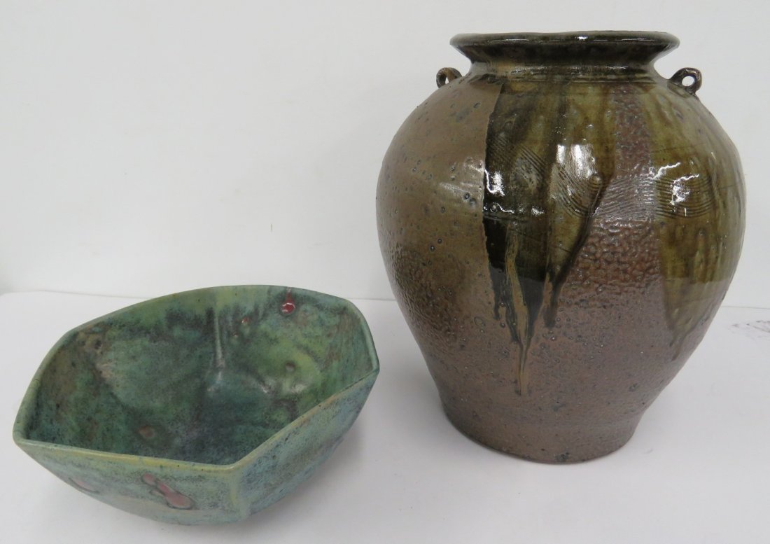 LOT (2) SOUTHERN ART POTTERY INCLUDING JAR, SIGNED, (1 of 9)
