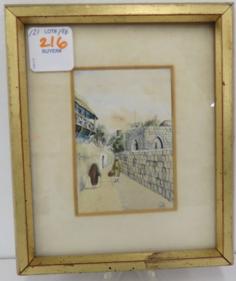 VINTAGE MIDDLE EASTERN SCHOOL, INK AND WATERCOLOR (1 of 4)