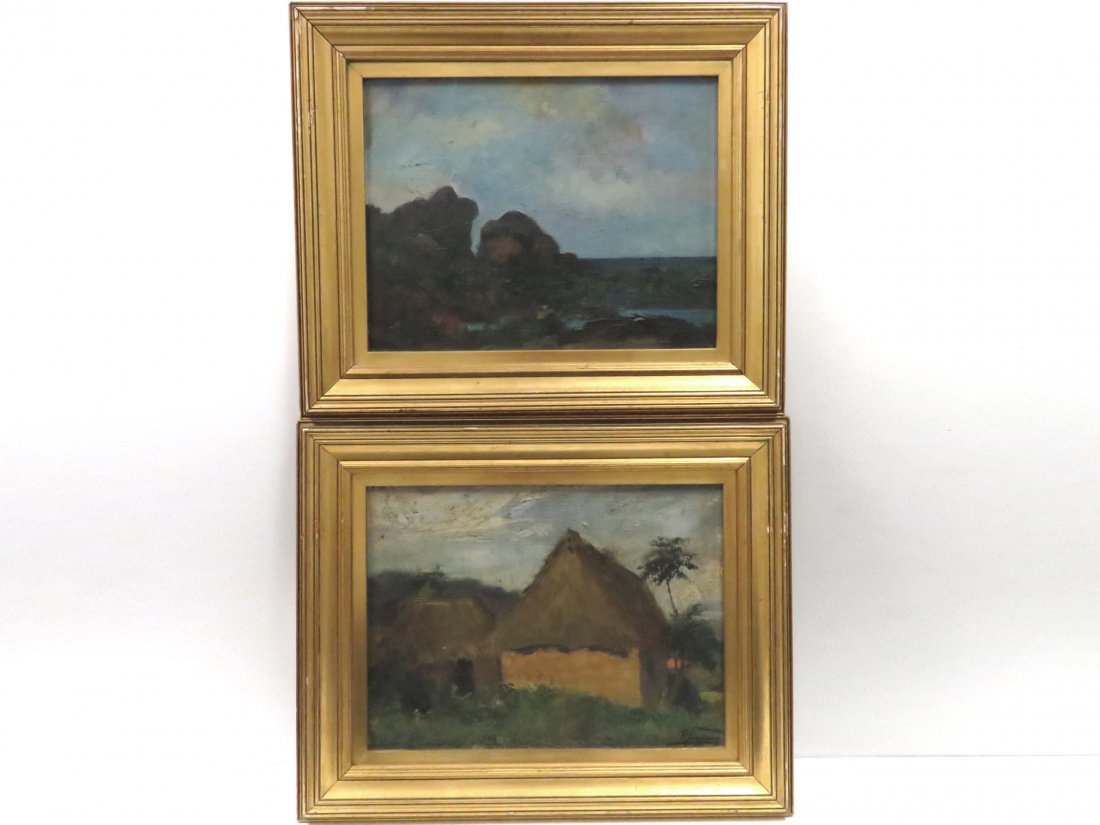 INDONESIAN SCHOOL (20TH CENTURY) LOT (2) OIL ON CANVAS (1 of 4)