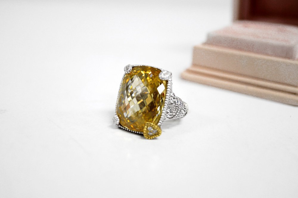 JUDITH RIPKA DESIGNER 925/18K RING WITH CANARY DIAMOND (1 of 3)