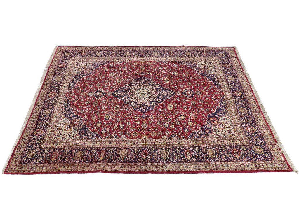 SEMI-ANTIQUE HAND MADE CENTRAL PERSIAN CARPET. 13'6" X (1 of 4)