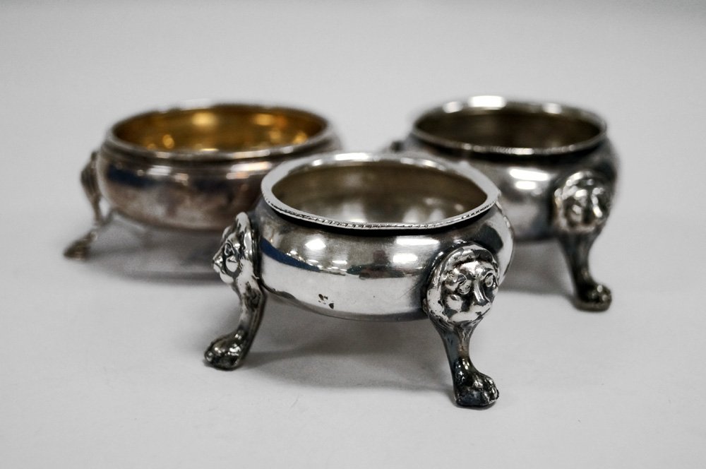 LOT (3) SILVER OPEN SALTS, 1/HALLMARKED LONDON (1 of 2)