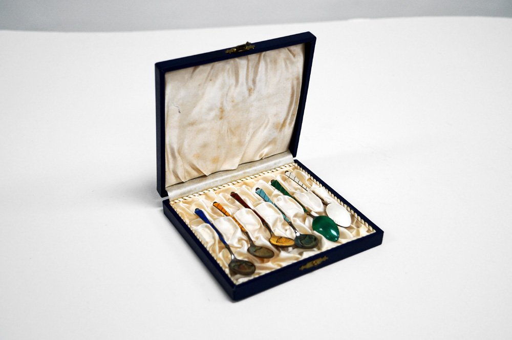 SET (6) ELA (EGON LAURIDSEN) DENMARK ENAMELED STERLING (1 of 3)