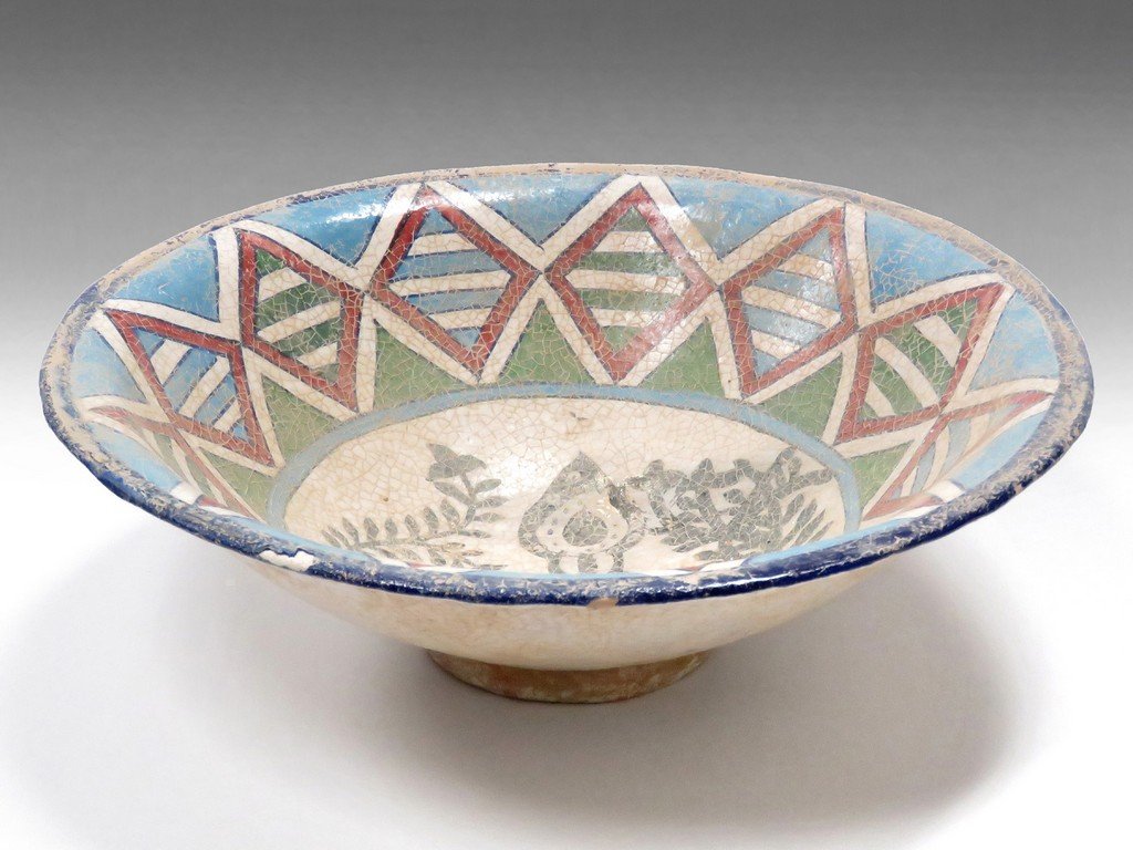 ISLAMIC DECORATED POTTERY BOWL, NISHAPUR, SULTANABA, (1 of 4)