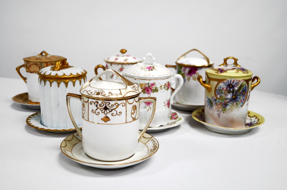 LOT (7) ASSORTED DECORATED PORCELAIN CONDENSED MILK (1 of 3)