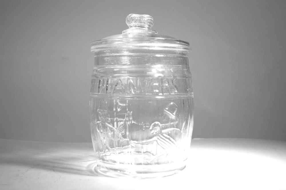 PLANTERS PEANUT COVERED JAR. HEIGHT 11": PLANTERS PEANUT COVERED JAR. HEIGHT 11"