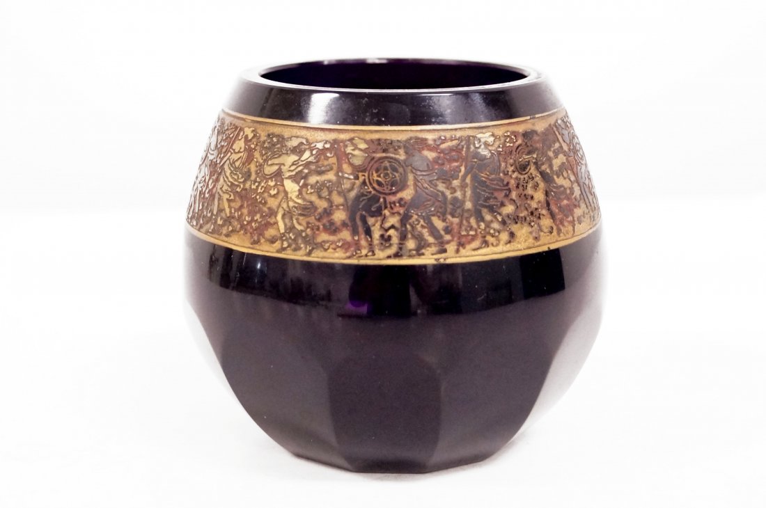 MOSER AMETHYST GLASS VASE WITH "AMAZON WARRIOR" GRECO (1 of 3)