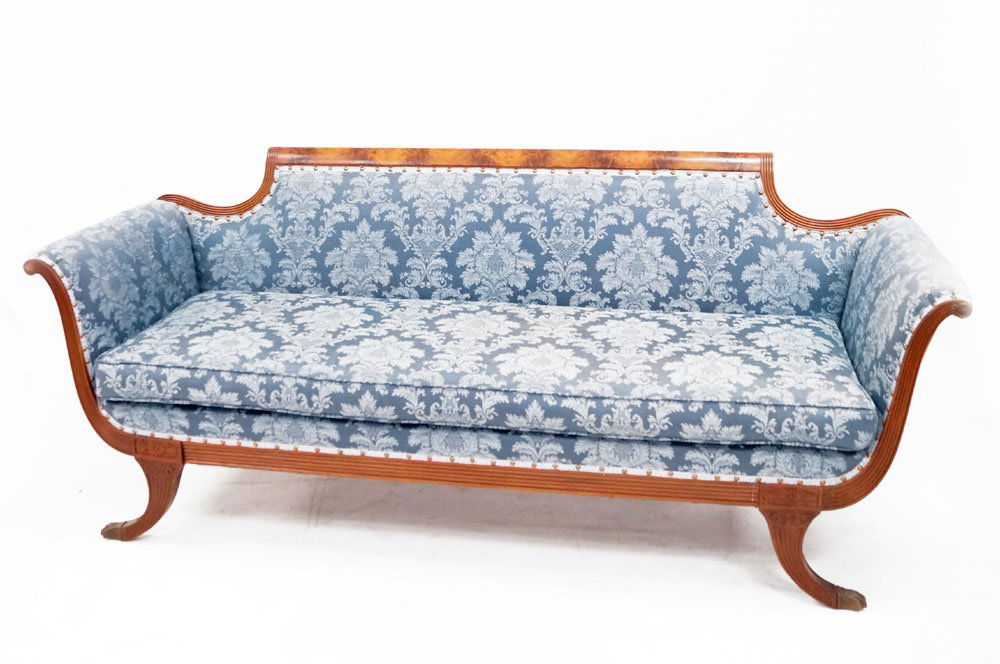 FEDERAL DUNCAN PHYFE STYLE CARVED MAHOGANY SOFA. HEIGHT (1 of 3)