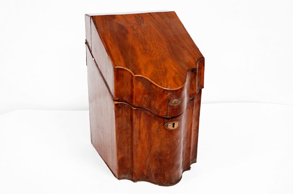 REGENCY INLAID MAHOGANY KNIFE BOX WITH FITTED INTERIOR, (1 of 4)
