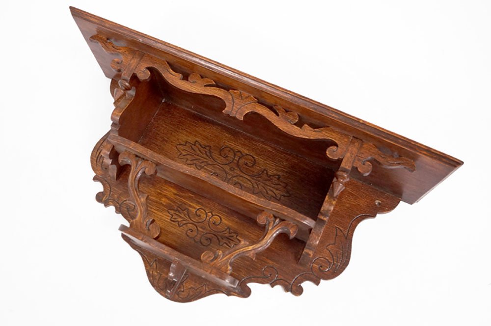 VICTORIAN CARVED OAK CLOCK SHELF, 19TH CENTURY. HEIGHT (1 of 1)