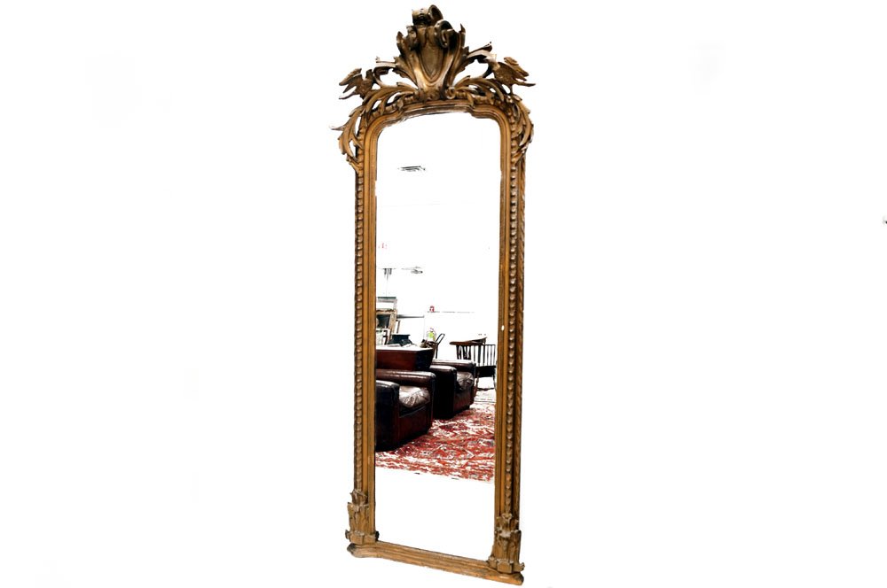 FRENCH CARVED AND GILT FRAMED PIER MIRROR, 19TH (1 of 3)
