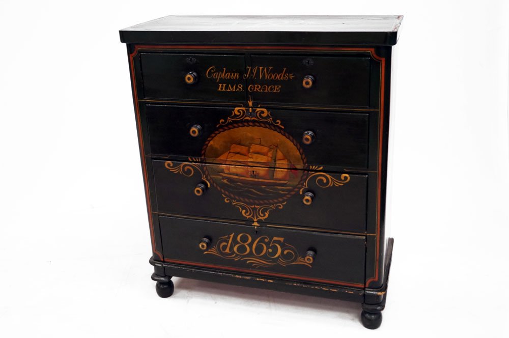 PAINTED SEAMANS CHEST OF DRAWERS, 19TH CENTURY "CAPT. (1 of 2)