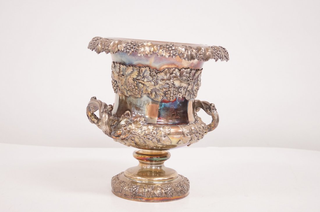 VICTORIAN SILVER-OVER-COPPER WINE COOLER. HEIGHT 10: VICTORIAN SILVER-OVER-COPPER WINE COOLER. HEIGHT 10 1/4"