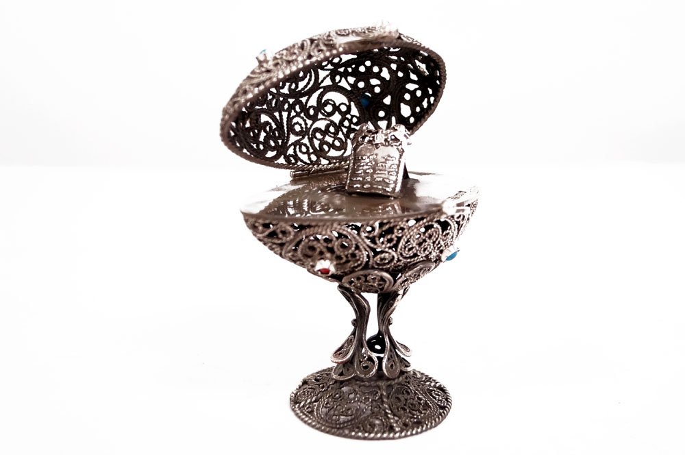 RUSSIAN SILVER FABERGE STYLE FILIGREE JUDAIC EGG ON (1 of 3)