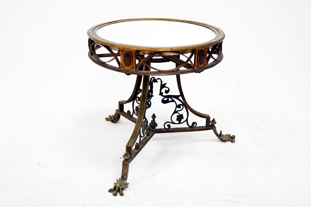 AESTHETIC ART DECO BRASS MARBLE-TOP LOW STAND. HEIGHT (1 of 6)