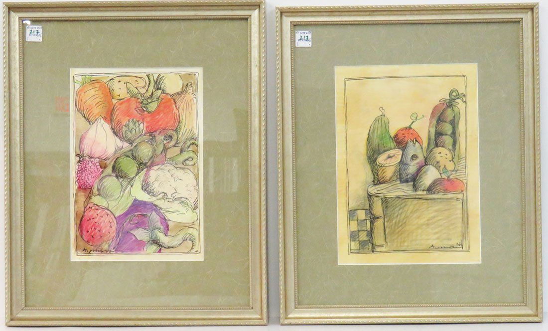 AMERICAN SCHOOL (20TH CENTURY) PAIR INK AND CONTE (1 of 6)